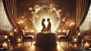 A-sophisticated-romantic-image-featuring-the-silhouettes-of-two-people-in-an-intimate-moment-set-against-a-soft-glowing-background.-The-scene-is-illuminated