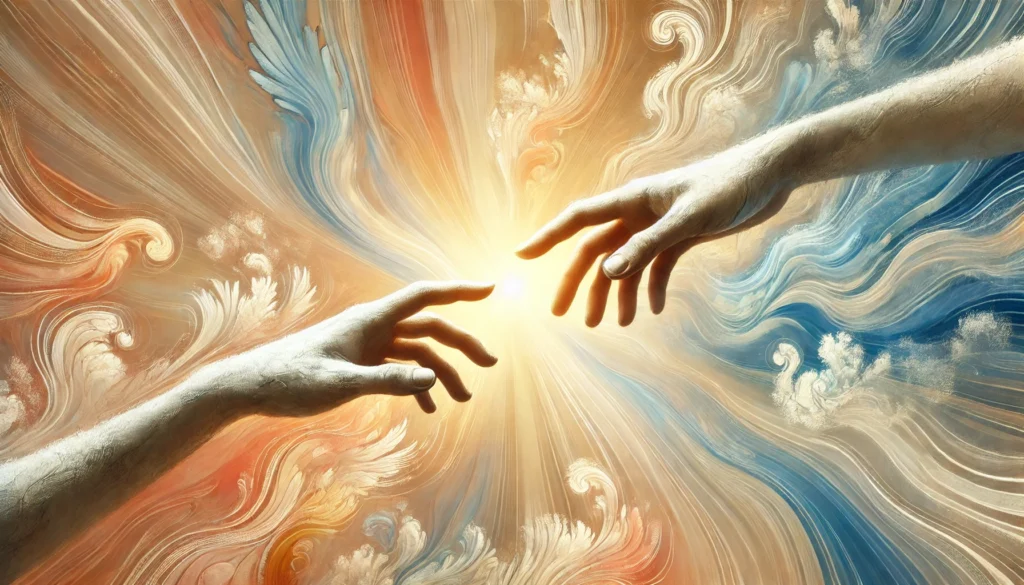 An-abstract-representation-of-forgiveness-featuring-hands-reaching-toward-each-other-against-a-glowing-background-of-soft-swirling-colors-like-gold