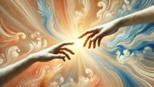 An-abstract-representation-of-forgiveness-featuring-hands-reaching-toward-each-other-against-a-glowing-background-of-soft-swirling-colors-like-gold
