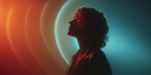 Profile_of_a_person_in_silhouette_standing_in_front of energy light healing red light therapy