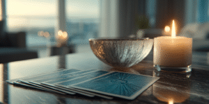 tabletop_scene_in_a_minimalist_apartment-with-tarot-cards-and-candle-how-to-read-tarot-cards-for-beginners