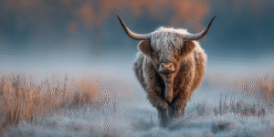 A majestic bull with an emerald sheen standing in a valley of pink roses beneath the Taurus Full Moon.