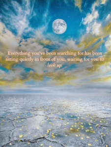 Surrealist collage of infinite white salt flats reflecting a golden sky and silver full moon, sky blue atmosphere and soft white cloud formations, Gemini zodiac color palette cosmic landscape