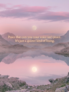 Surrealist collage of a perfectly still alpine lake reflecting a soft full moon, blush pink and powder blue peaks, lavender cloud formations and soft gray mist, Libra zodiac color palette