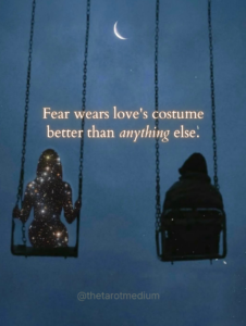 Fear wears love's costume better than anything else. Two silhouettes holding hands on a time-lapse highway illuminated in blue light, representing the fear that drives people back to emotionally unavailable partners, explained by a psychic medium.