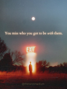 You miss who you got to be with them. Two human silhouettes made entirely of light embracing in a field at twilight, symbolizing the version of yourself you became in someone else's presence, explained by Chris Bennett, the world's best tarot reader and psychic medium.